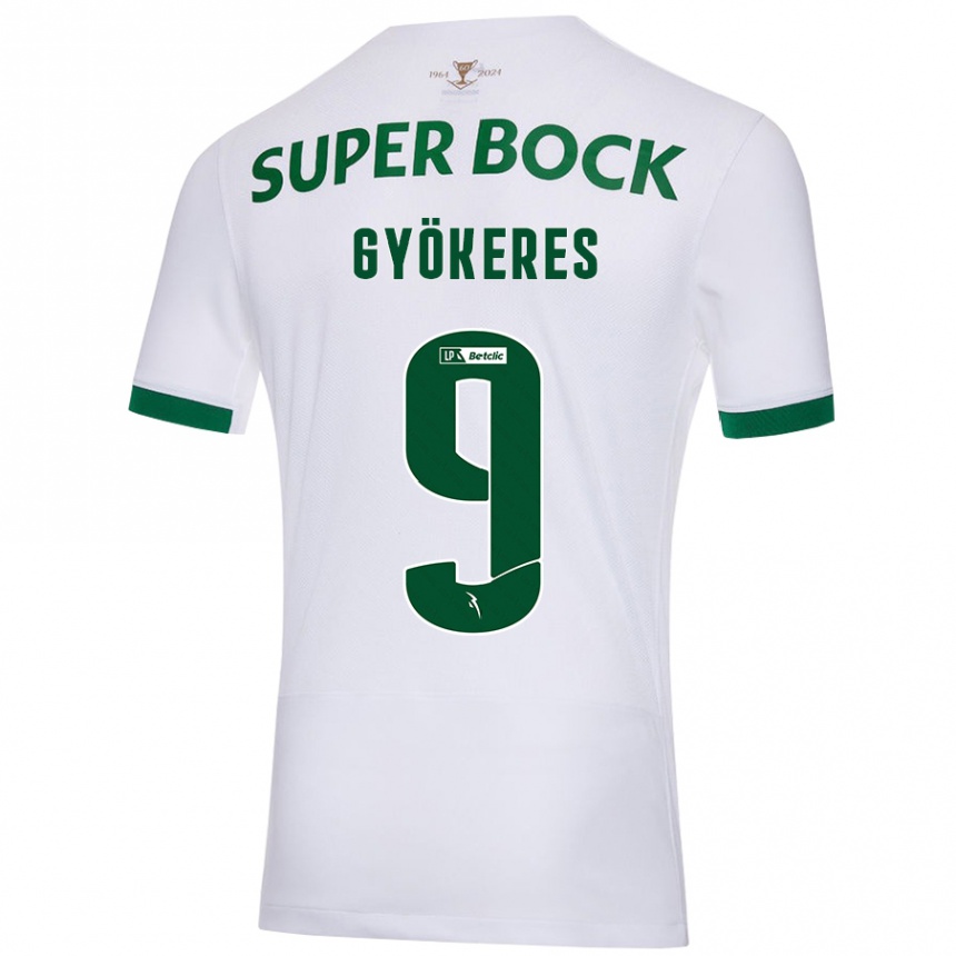 Vyrai Viktor Gyökeres #9 Balta Žalia Išvykos Marškinėliai 2024/25 T-Shirt