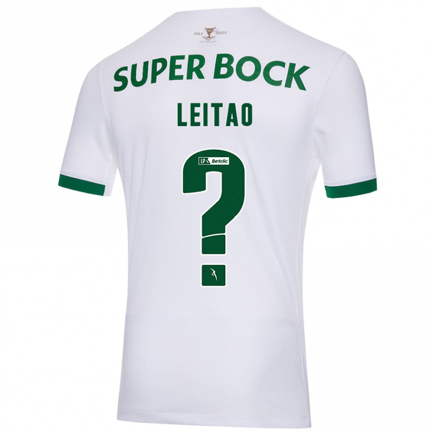 Vyrai Tiago Leitão #0 Balta Žalia Išvykos Marškinėliai 2024/25 T-Shirt