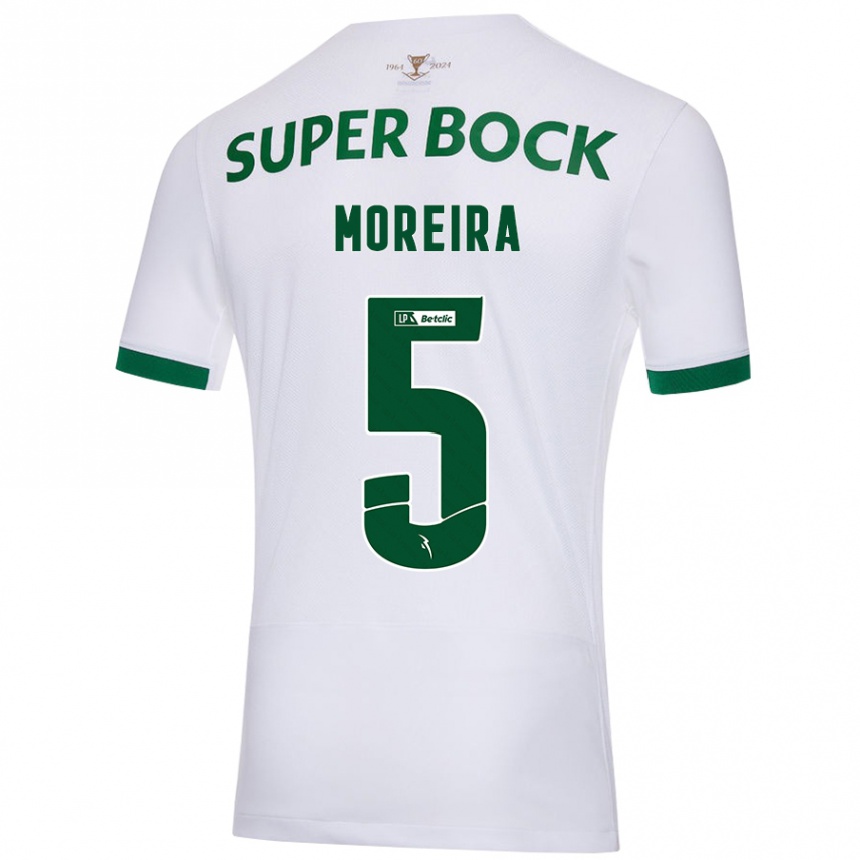 Vyrai David Moreira #5 Balta Žalia Išvykos Marškinėliai 2024/25 T-Shirt