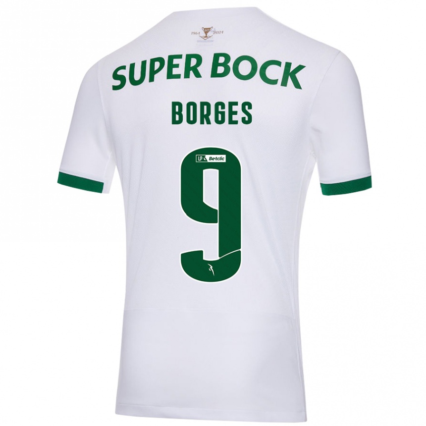 Vyrai Ana Borges #9 Balta Žalia Išvykos Marškinėliai 2024/25 T-Shirt