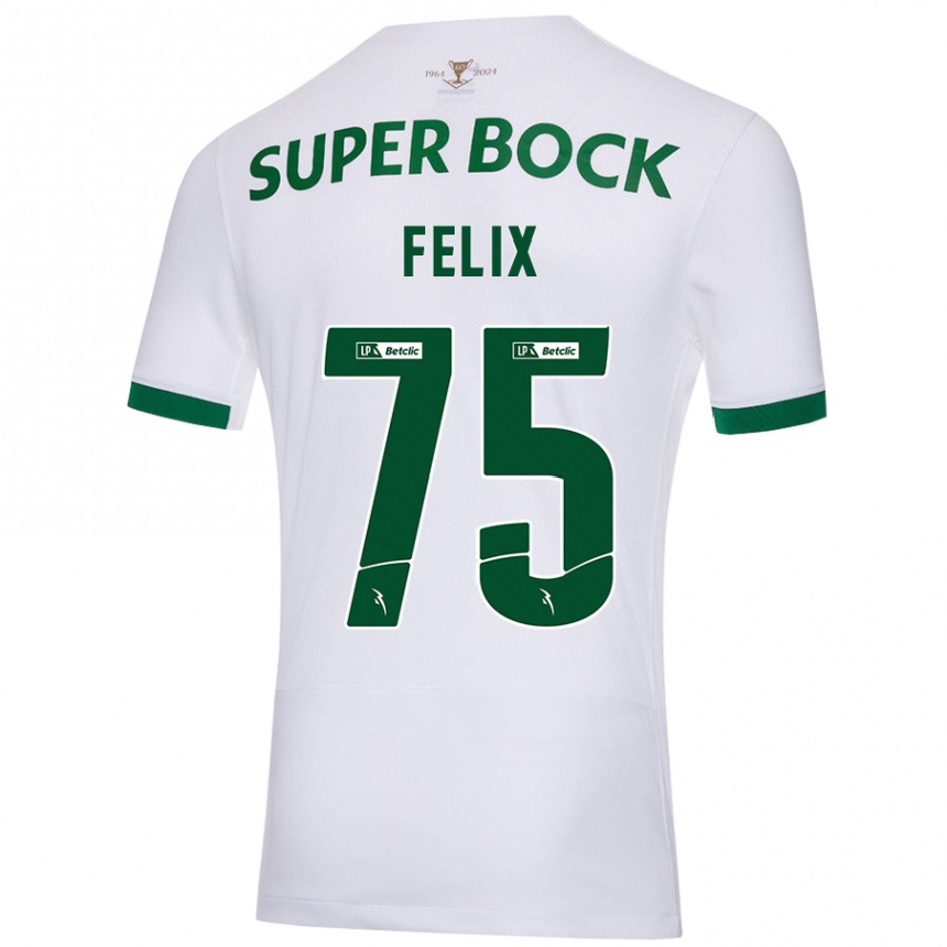 Vyrai Vando Félix #75 Balta Žalia Išvykos Marškinėliai 2024/25 T-Shirt