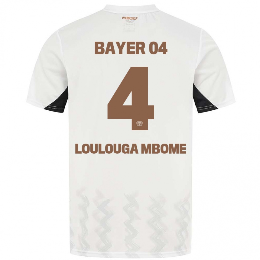 Vyrai Adrien Loulouga Mbome #4 Balta Juoda Išvykos Marškinėliai 2024/25 T-Shirt