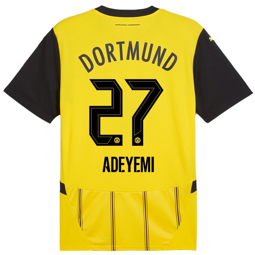 Moteriškas Karim Adeyemi #27 Geltona Juoda Namų Marškinėliai 2024/25 T-Shirt