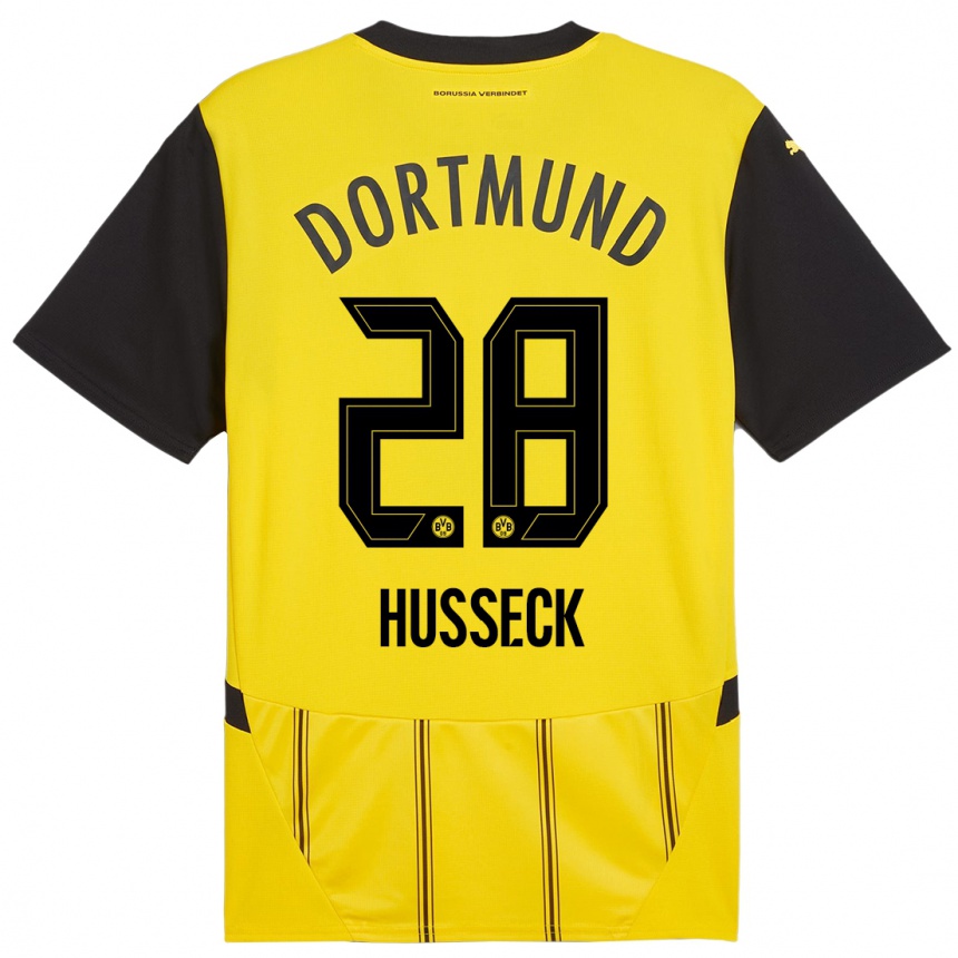 Moteriškas Jonah Husseck #28 Geltona Juoda Namų Marškinėliai 2024/25 T-Shirt