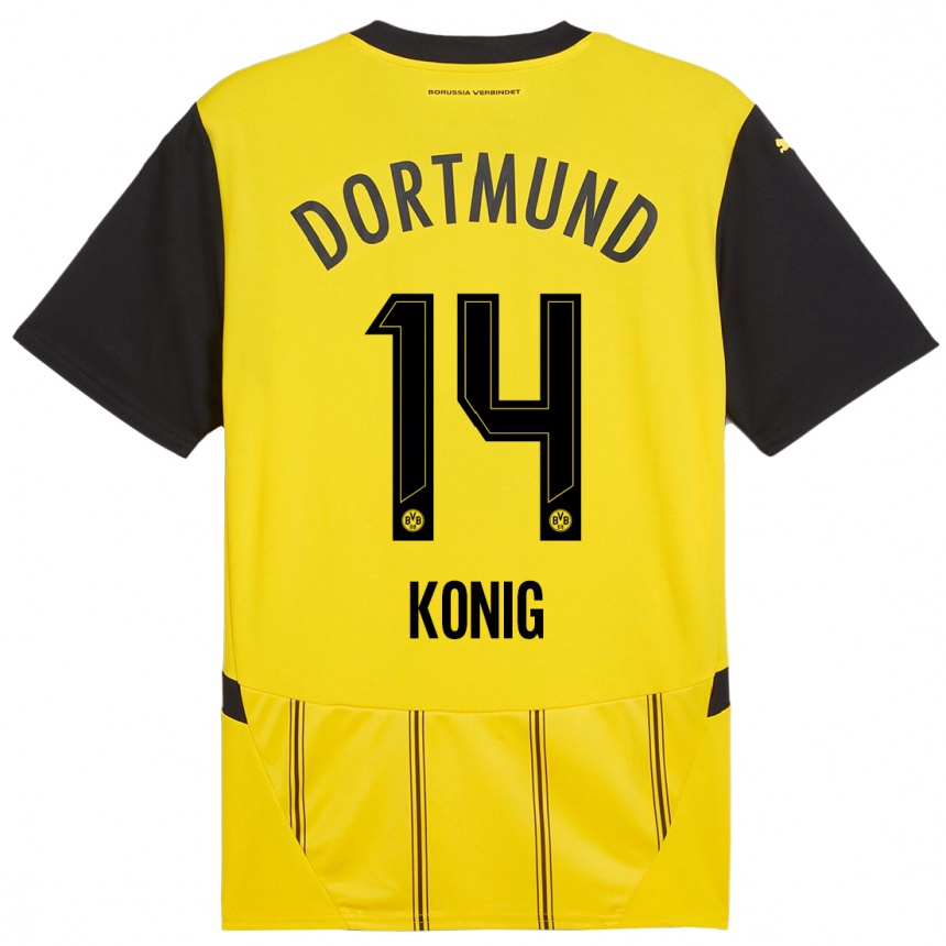 Moteriškas Raul Konig #14 Geltona Juoda Namų Marškinėliai 2024/25 T-Shirt