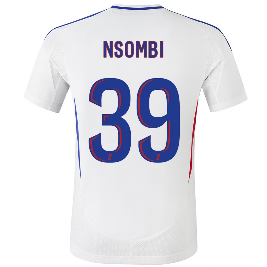 Moteriškas Gael Nsombi #39 Balta Mėlyna Namų Marškinėliai 2024/25 T-Shirt