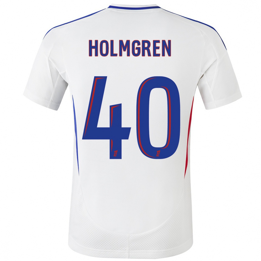 Moteriškas Emma Holmgren #40 Balta Mėlyna Namų Marškinėliai 2024/25 T-Shirt