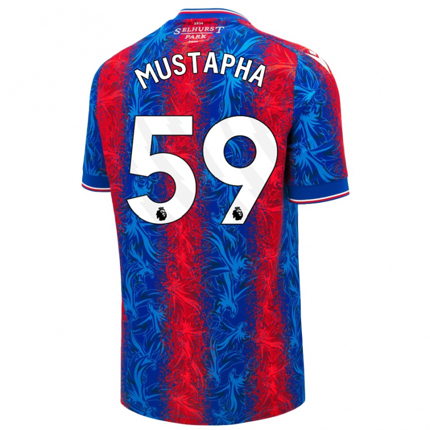 Moteriškas Hindolo Mustapha #59 Raudonos Mėlynos Juostelės Namų Marškinėliai 2024/25 T-Shirt