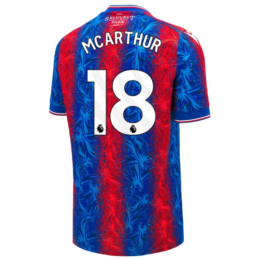 Moteriškas James Mcarthur #18 Raudonos Mėlynos Juostelės Namų Marškinėliai 2024/25 T-Shirt