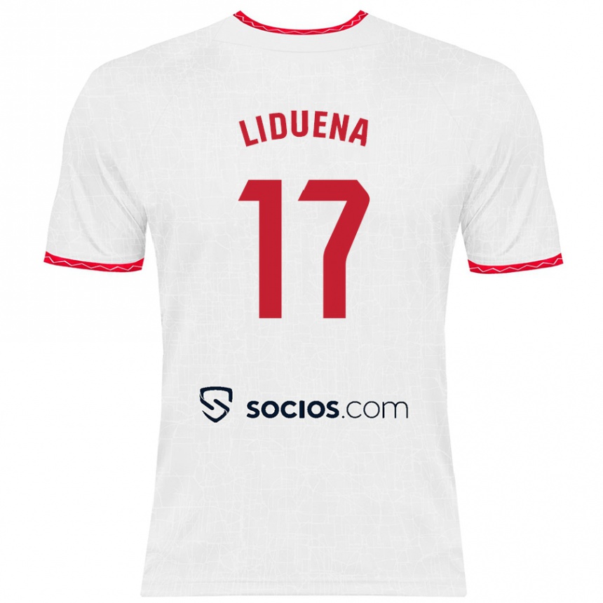 Moteriškas Daniel Lidueña #17 Balta Raudona Namų Marškinėliai 2024/25 T-Shirt