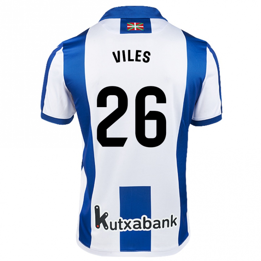 Moteriškas Elene Viles #26 Balta Mėlyna Namų Marškinėliai 2024/25 T-Shirt