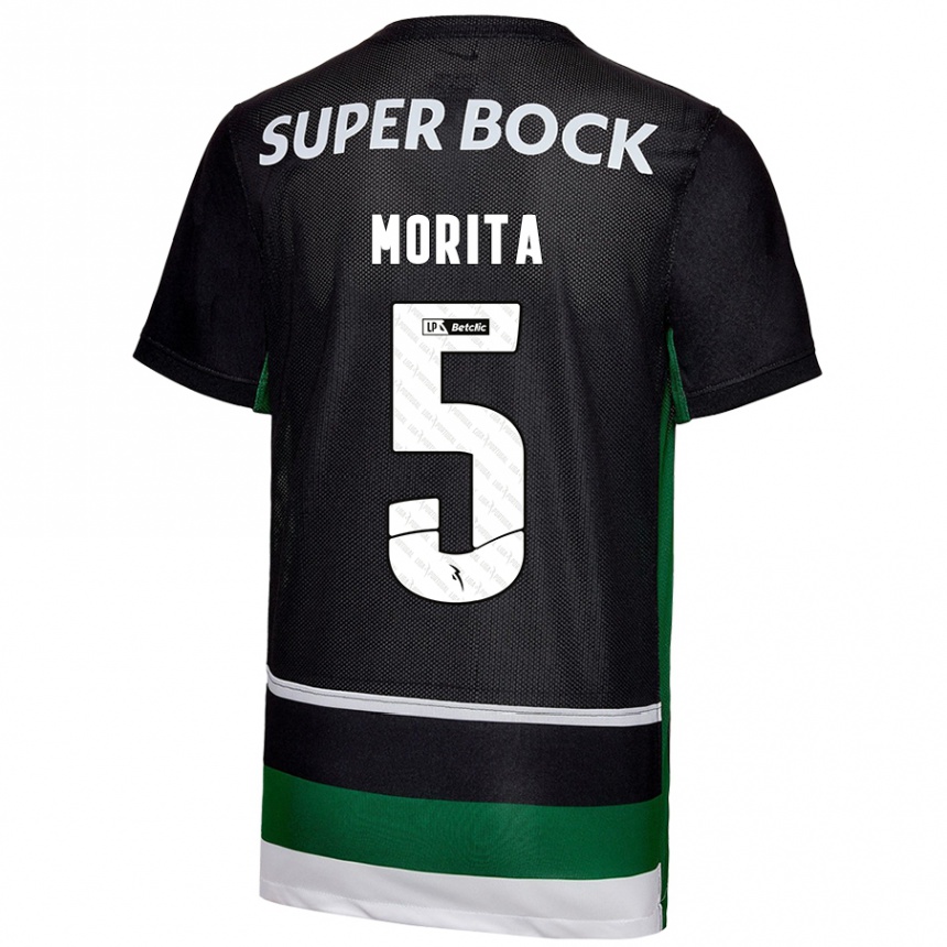 Moteriškas Hidemasa Morita #5 Juoda Balta Žalia Namų Marškinėliai 2024/25 T-Shirt