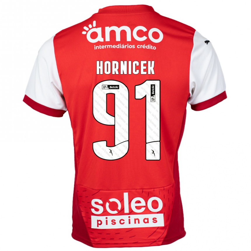 Moteriškas Lukas Hornicek #91 Raudona Balta Namų Marškinėliai 2024/25 T-Shirt