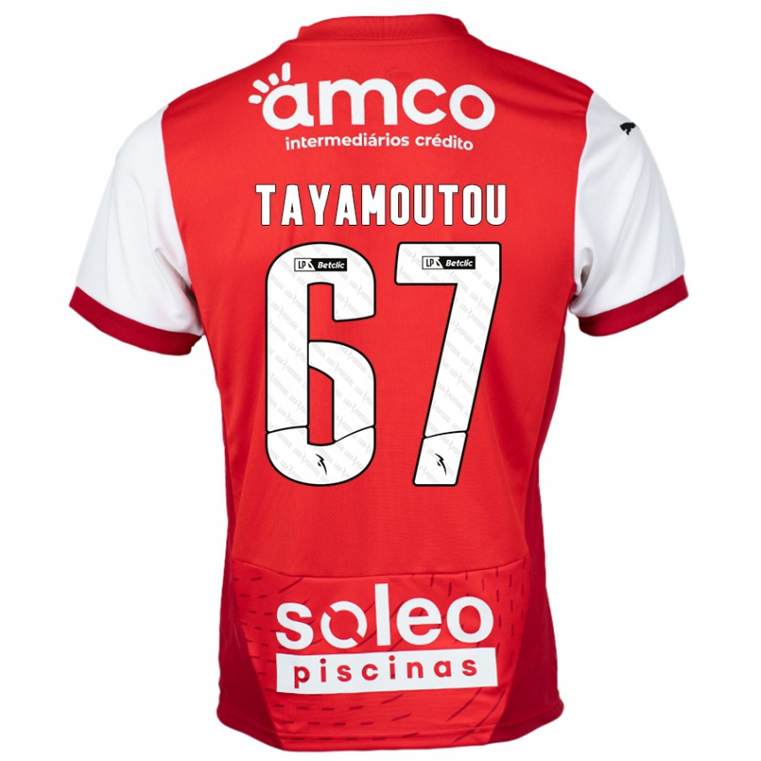 Moteriškas Enzo Tayamoutou #67 Raudona Balta Namų Marškinėliai 2024/25 T-Shirt