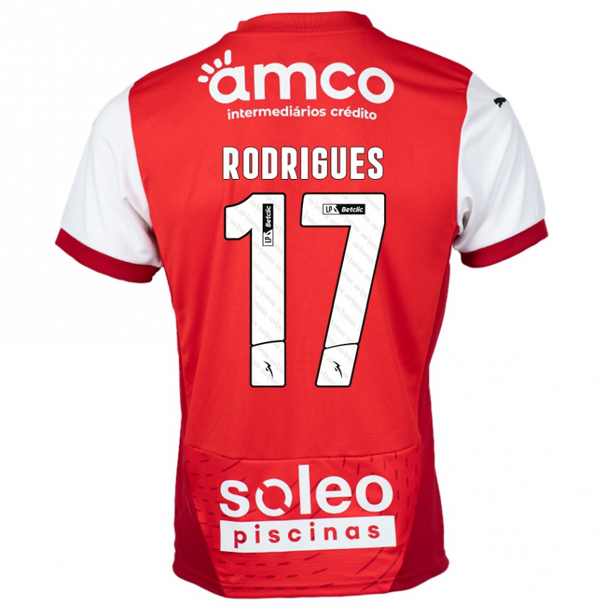 Moteriškas Tânia Rodrigues #17 Raudona Balta Namų Marškinėliai 2024/25 T-Shirt