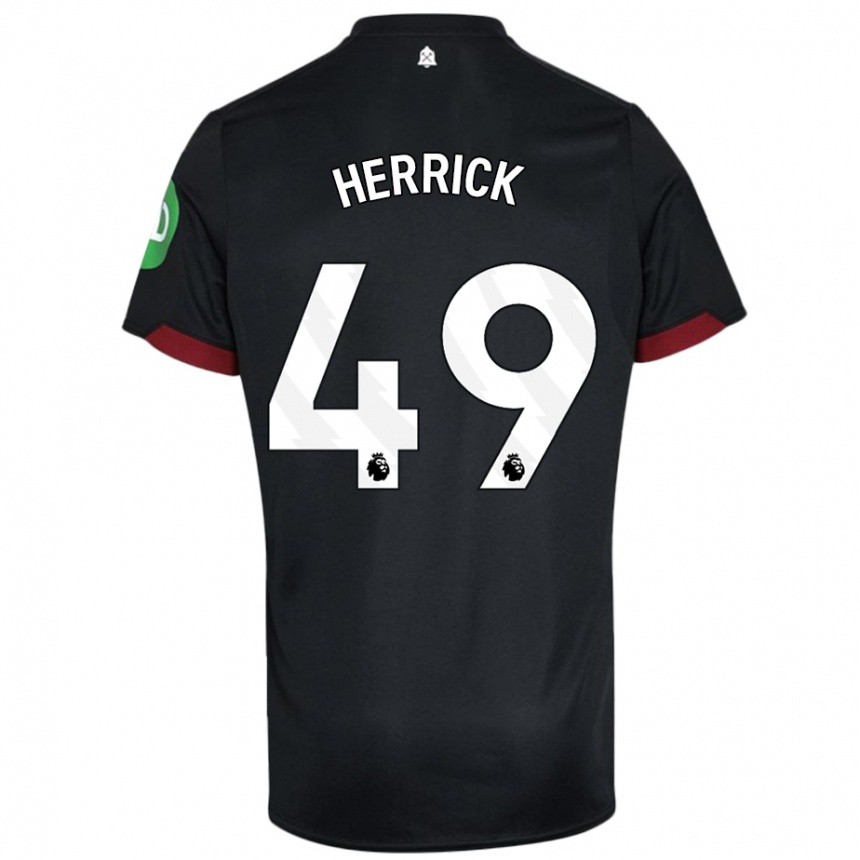 Moteriškas Finlay Herrick #49 Juoda Balta Išvykos Marškinėliai 2024/25 T-Shirt