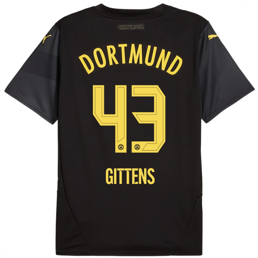 Moteriškas Jamie Bynoe-Gittens #43 Juoda Geltona Išvykos Marškinėliai 2024/25 T-Shirt