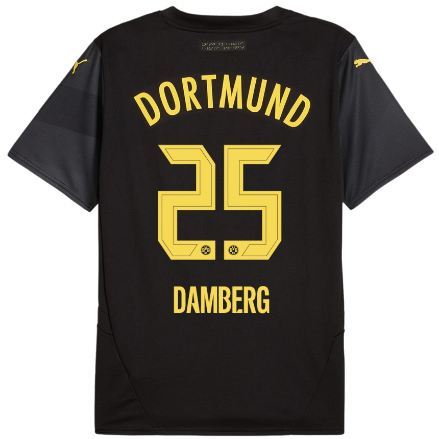 Moteriškas Niclas Damberg #25 Juoda Geltona Išvykos Marškinėliai 2024/25 T-Shirt