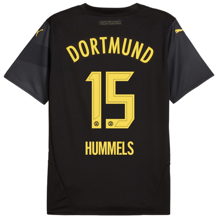 Moteriškas Mats Hummels #15 Juoda Geltona Išvykos Marškinėliai 2024/25 T-Shirt