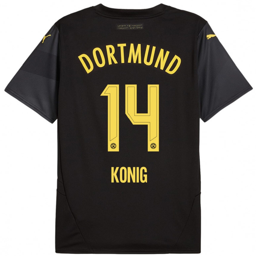 Moteriškas Raul Konig #14 Juoda Geltona Išvykos Marškinėliai 2024/25 T-Shirt