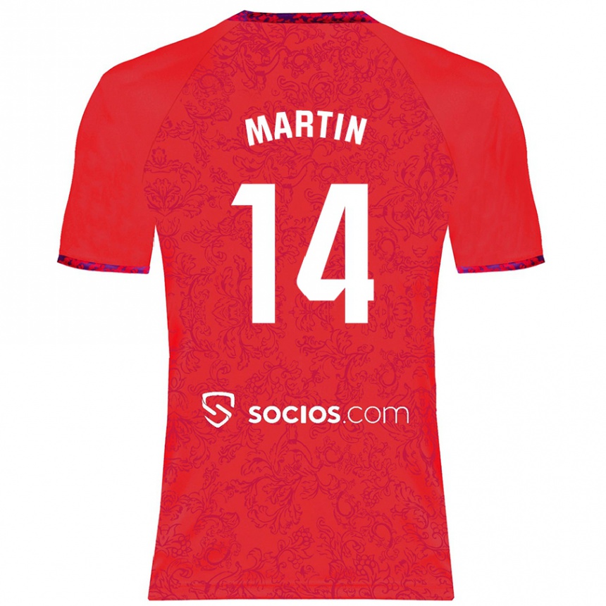 Moteriškas Nazareth Martín #14 Raudona Išvykos Marškinėliai 2024/25 T-Shirt