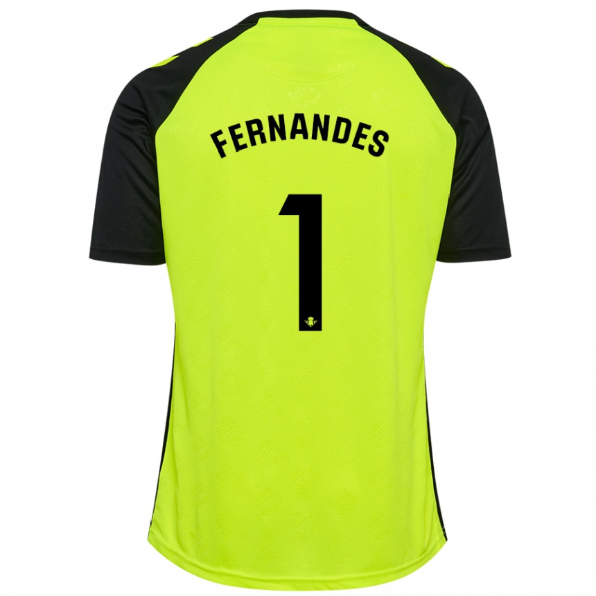 Moteriškas Guilherme Fernandes #1 Fluorescencinė Geltona Juoda Išvykos Marškinėliai 2024/25 T-Shirt