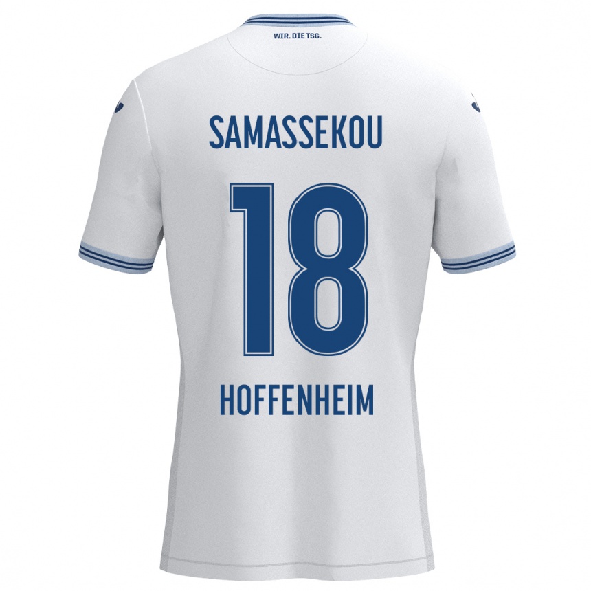 Moteriškas Diadié Samassékou #18 Balta Mėlyna Išvykos Marškinėliai 2024/25 T-Shirt