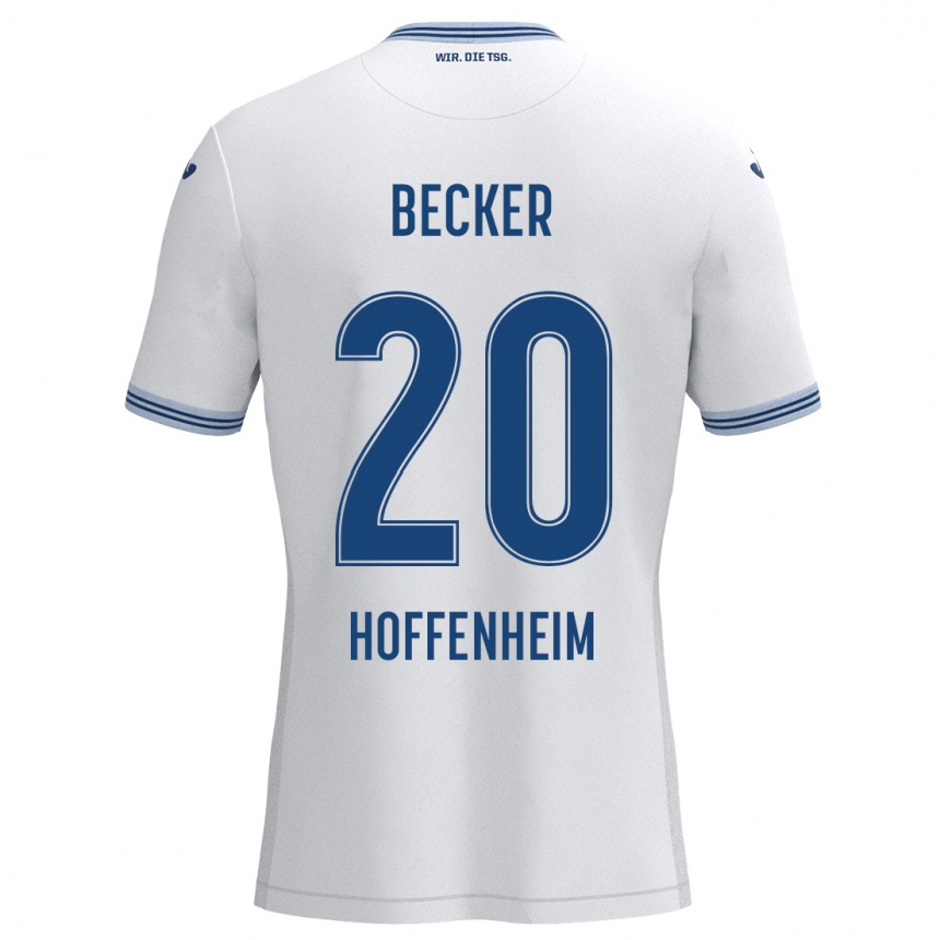 Moteriškas Finn Ole Becker #20 Balta Mėlyna Išvykos Marškinėliai 2024/25 T-Shirt