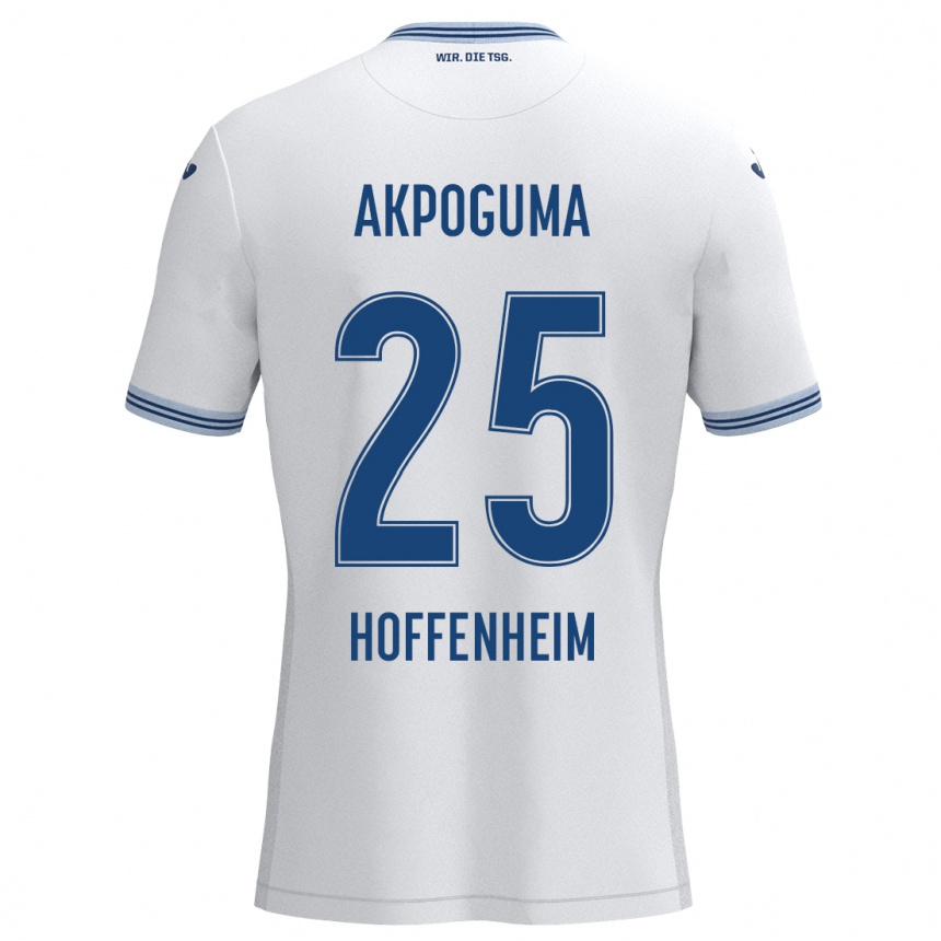 Moteriškas Kevin Akpoguma #25 Balta Mėlyna Išvykos Marškinėliai 2024/25 T-Shirt