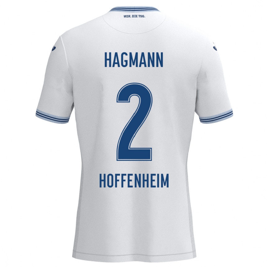 Moteriškas Felix Hagmann #2 Balta Mėlyna Išvykos Marškinėliai 2024/25 T-Shirt