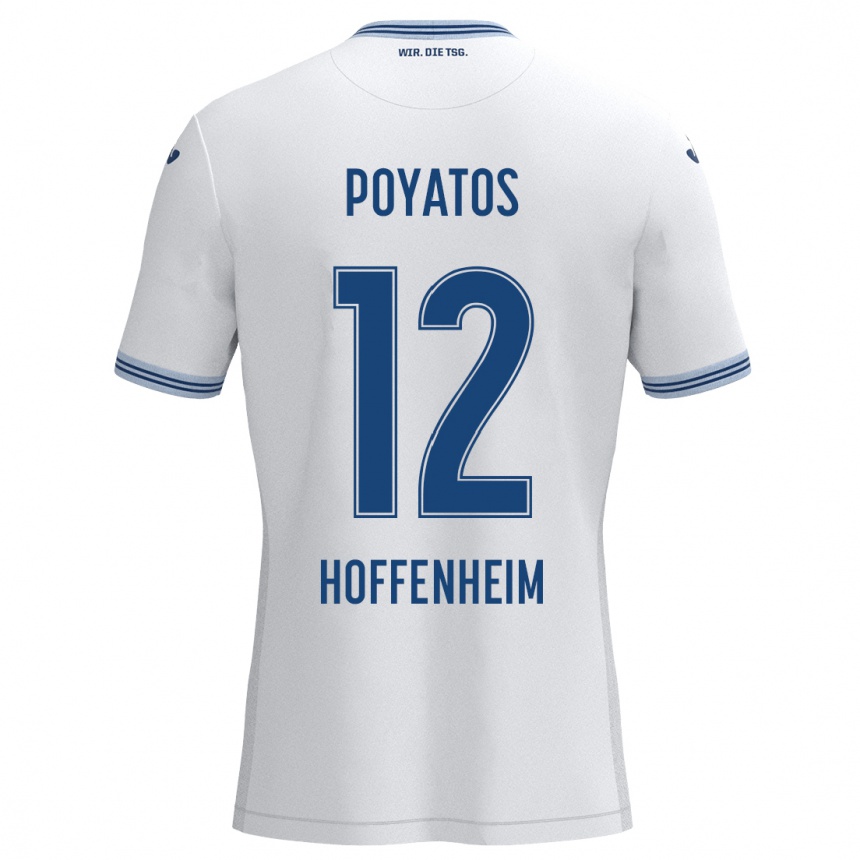 Moteriškas Miguel Poyatos #12 Balta Mėlyna Išvykos Marškinėliai 2024/25 T-Shirt