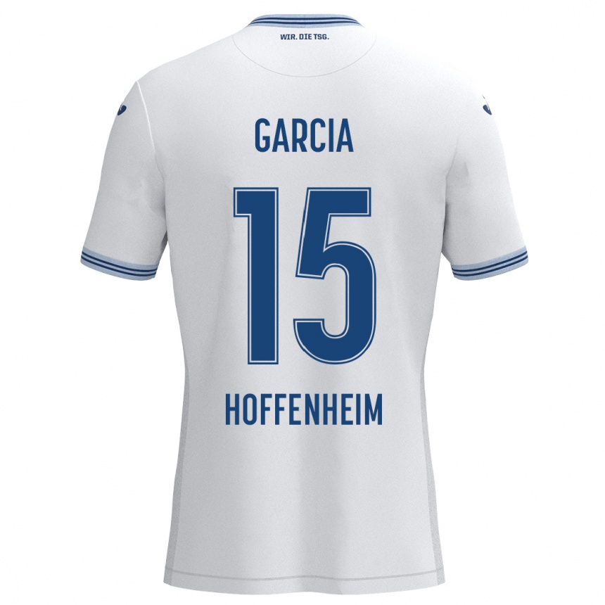 Moteriškas Marta Cazalla Garcia #15 Balta Mėlyna Išvykos Marškinėliai 2024/25 T-Shirt