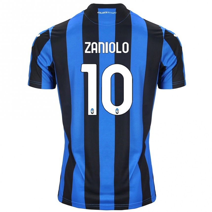 Vaikiškas Nicolo Zaniolo #10 Mėlyna Juoda Namų Marškinėliai 2024/25 T-Shirt