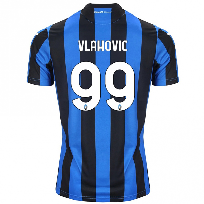 Vaikiškas Vanja Vlahovic #99 Mėlyna Juoda Namų Marškinėliai 2024/25 T-Shirt