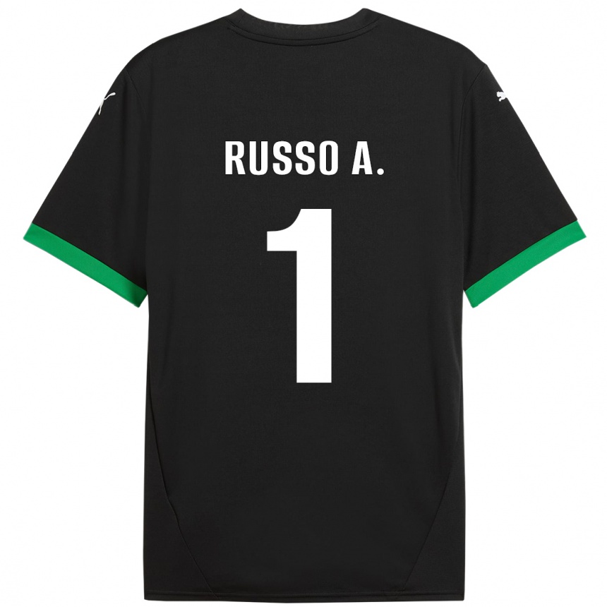 Vaikiškas Alessandro Russo #1 Juoda Tamsiai Žalia Namų Marškinėliai 2024/25 T-Shirt