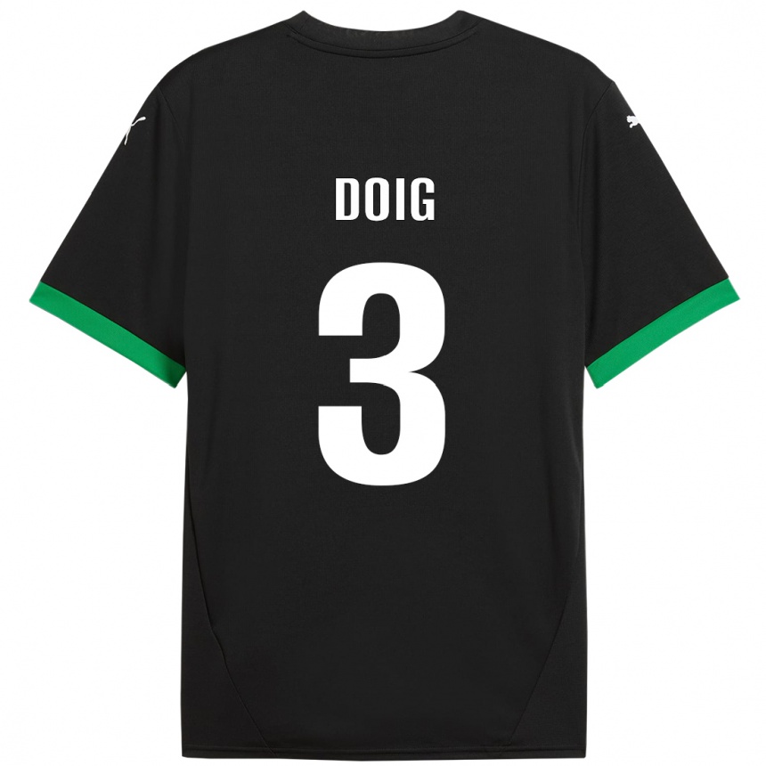 Vaikiškas Josh Doig #3 Juoda Tamsiai Žalia Namų Marškinėliai 2024/25 T-Shirt