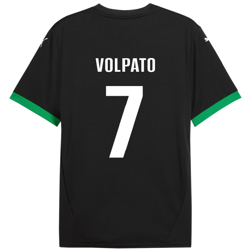 Vaikiškas Cristian Volpato #7 Juoda Tamsiai Žalia Namų Marškinėliai 2024/25 T-Shirt