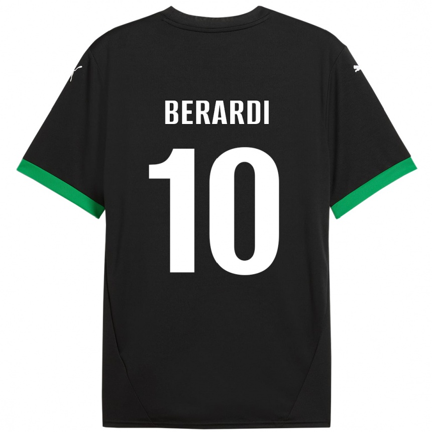 Vaikiškas Domenico Berardi #10 Juoda Tamsiai Žalia Namų Marškinėliai 2024/25 T-Shirt