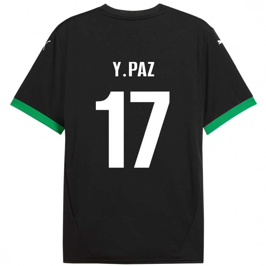 Vaikiškas Yeferson Paz #17 Juoda Tamsiai Žalia Namų Marškinėliai 2024/25 T-Shirt