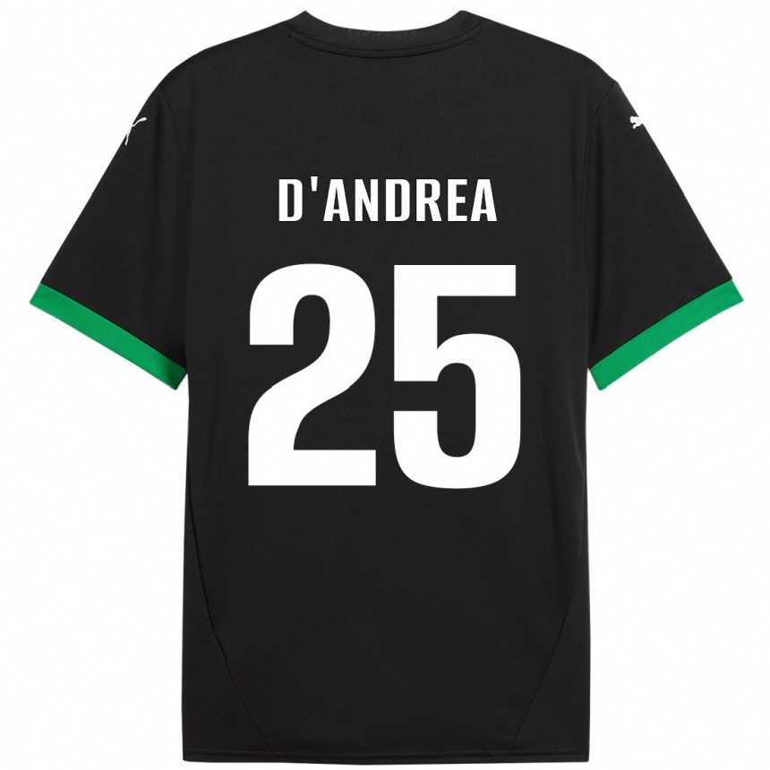 Vaikiškas Luca D'andrea #25 Juoda Tamsiai Žalia Namų Marškinėliai 2024/25 T-Shirt