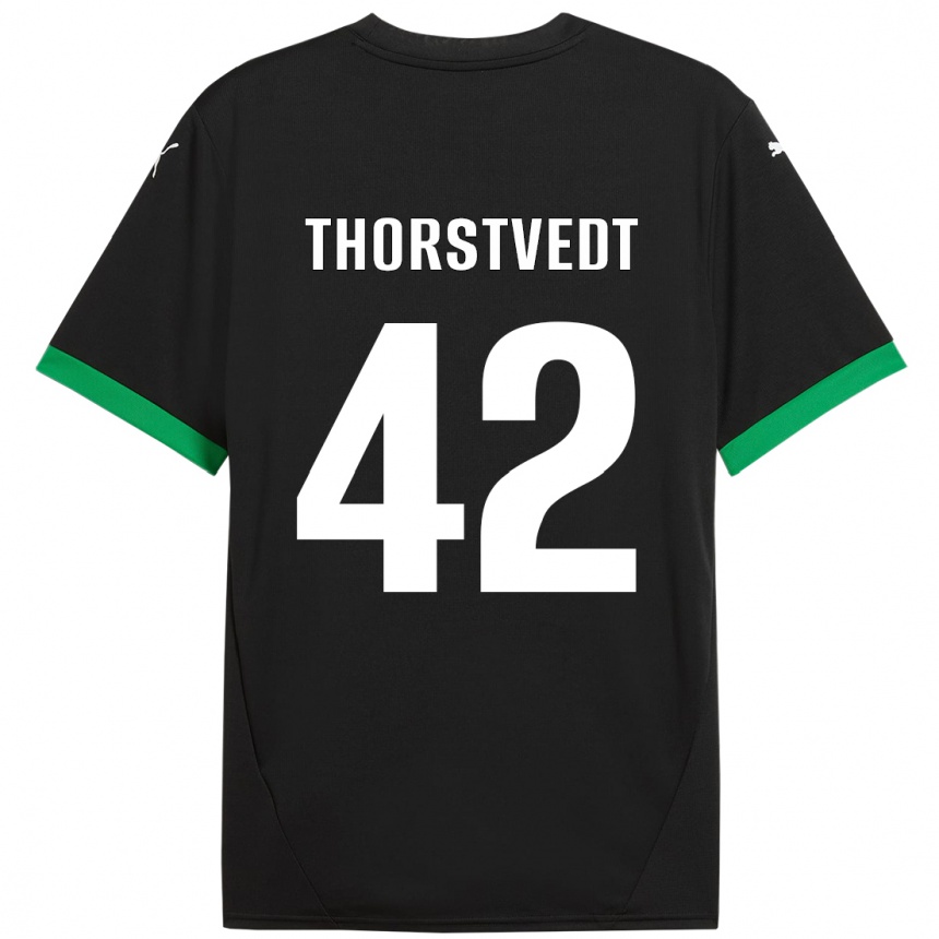 Vaikiškas Kristian Thorstvedt #42 Juoda Tamsiai Žalia Namų Marškinėliai 2024/25 T-Shirt