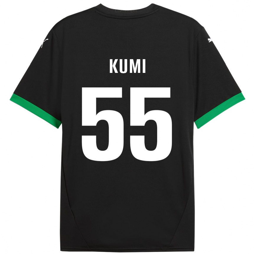 Vaikiškas Justin Kumi #55 Juoda Tamsiai Žalia Namų Marškinėliai 2024/25 T-Shirt