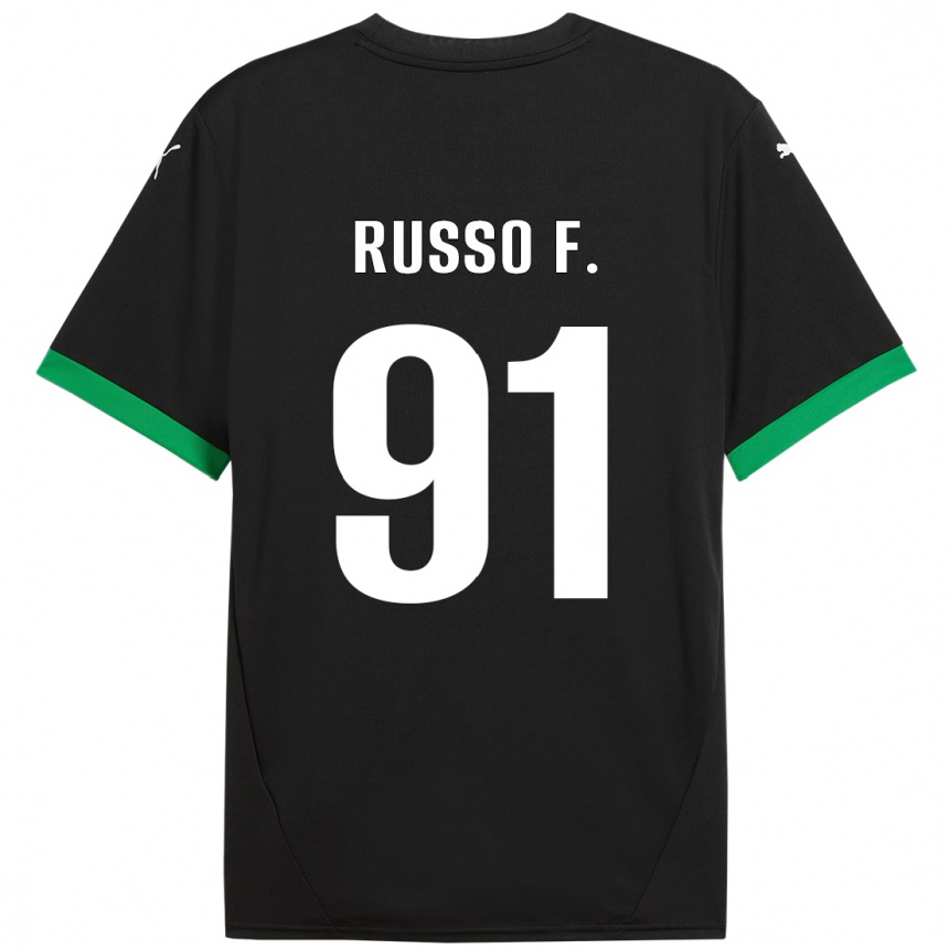 Vaikiškas Flavio Russo #91 Juoda Tamsiai Žalia Namų Marškinėliai 2024/25 T-Shirt