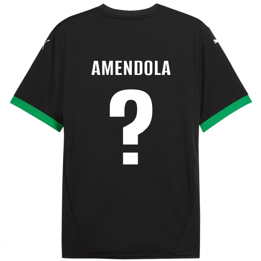 Vaikiškas Catello Amendola #0 Juoda Tamsiai Žalia Namų Marškinėliai 2024/25 T-Shirt