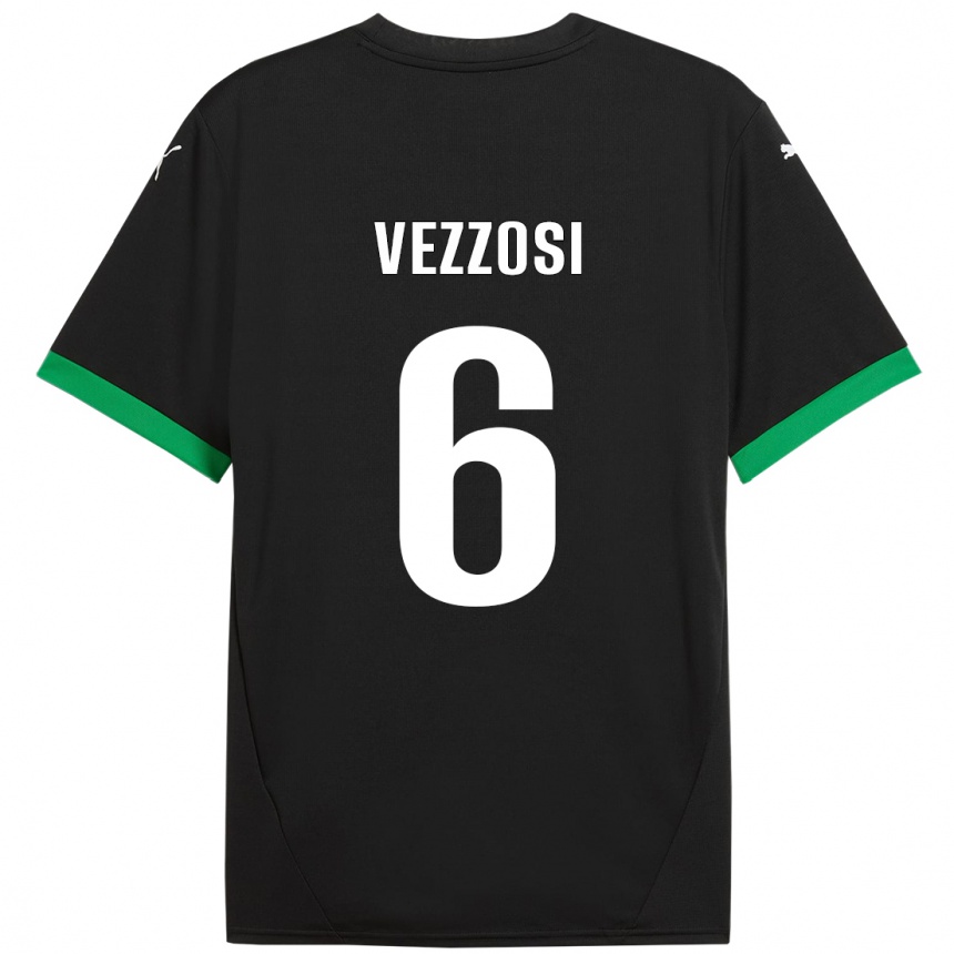 Vaikiškas Giorgio Vezzosi #6 Juoda Tamsiai Žalia Namų Marškinėliai 2024/25 T-Shirt