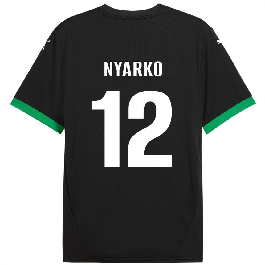 Vaikiškas Lorenzo Nyarko #12 Juoda Tamsiai Žalia Namų Marškinėliai 2024/25 T-Shirt