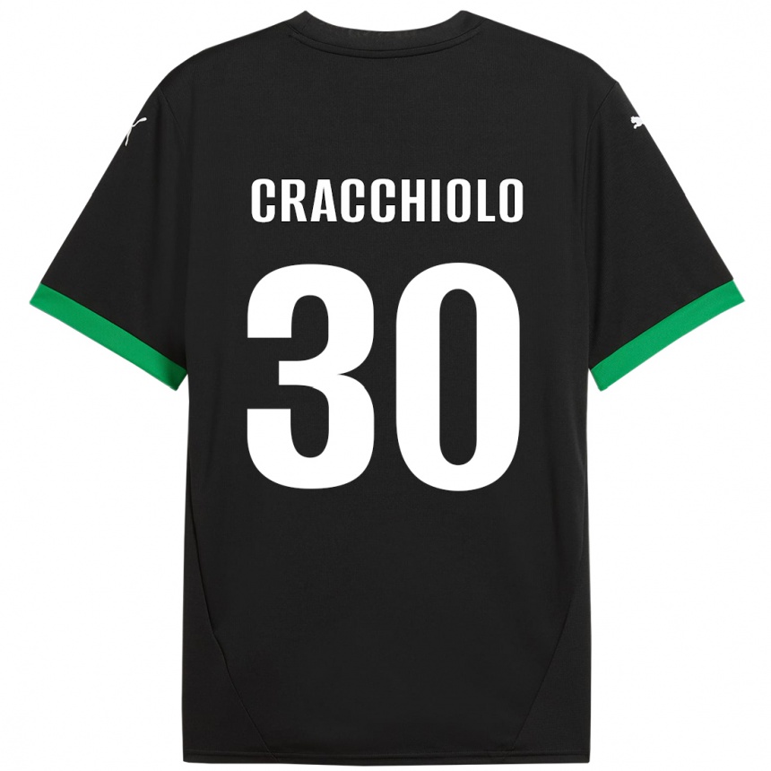 Vaikiškas Leonardo Cracchiolo #30 Juoda Tamsiai Žalia Namų Marškinėliai 2024/25 T-Shirt