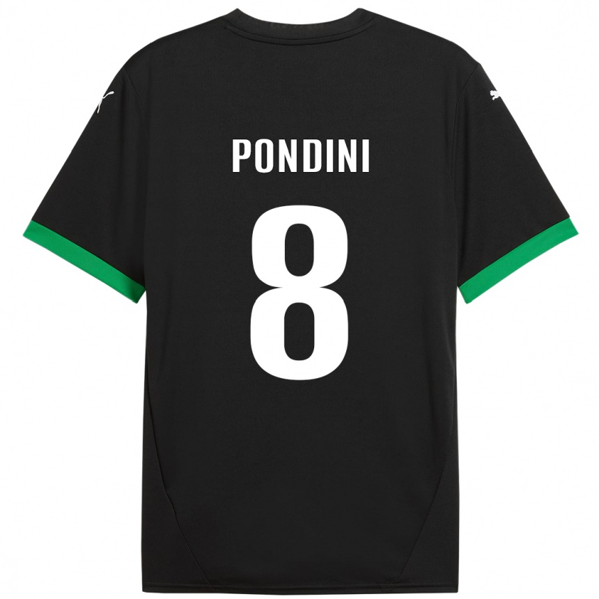 Vaikiškas Giada Pondini #8 Juoda Tamsiai Žalia Namų Marškinėliai 2024/25 T-Shirt