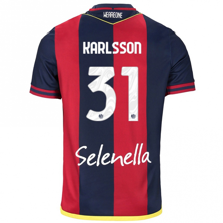 Vaikiškas Kazper Karlsson #31 Raudona Karališkoji Mėlyna Namų Marškinėliai 2024/25 T-Shirt