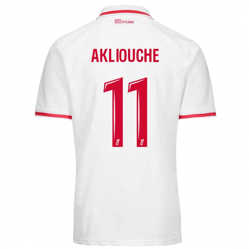 Vaikiškas Maghnes Akliouche #11 Balta Raudona Namų Marškinėliai 2024/25 T-Shirt